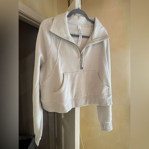 NWT M/L Scuba Oversized Funnel Neck half zip sweater in Bone